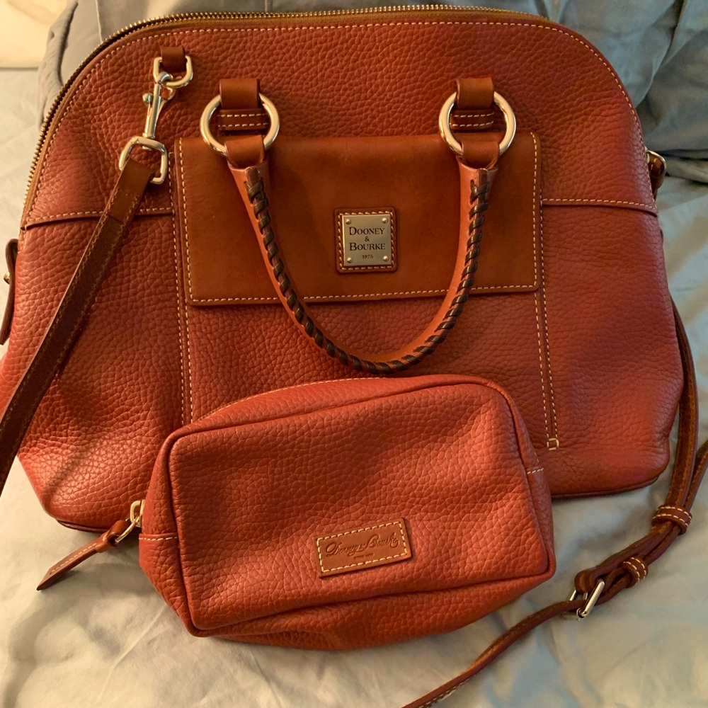Dooney satchel with cosmetic bag